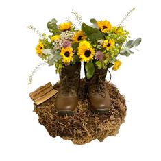 Walking Boots Floral Tribute